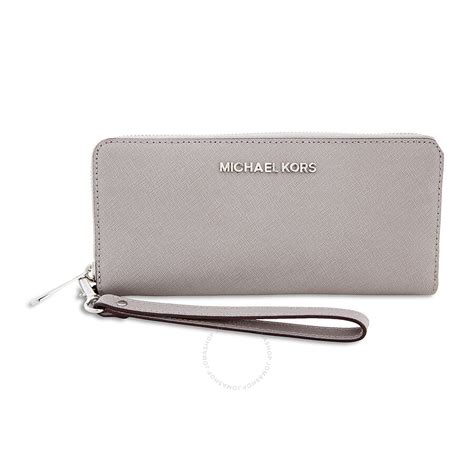 michael kors continental wallet pearl grey|Michael Kors Wallet saffiano leather.